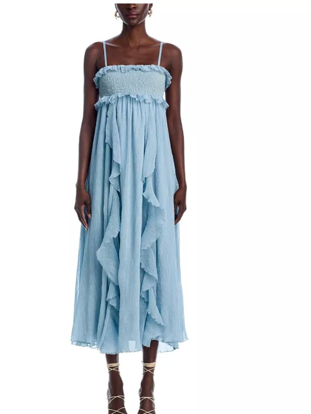NEW NWT AQUA Ruffle Crinkled Midi Dress (M)